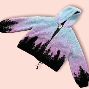 American Eagle Cropped Sherpa Zip-Up Jacket